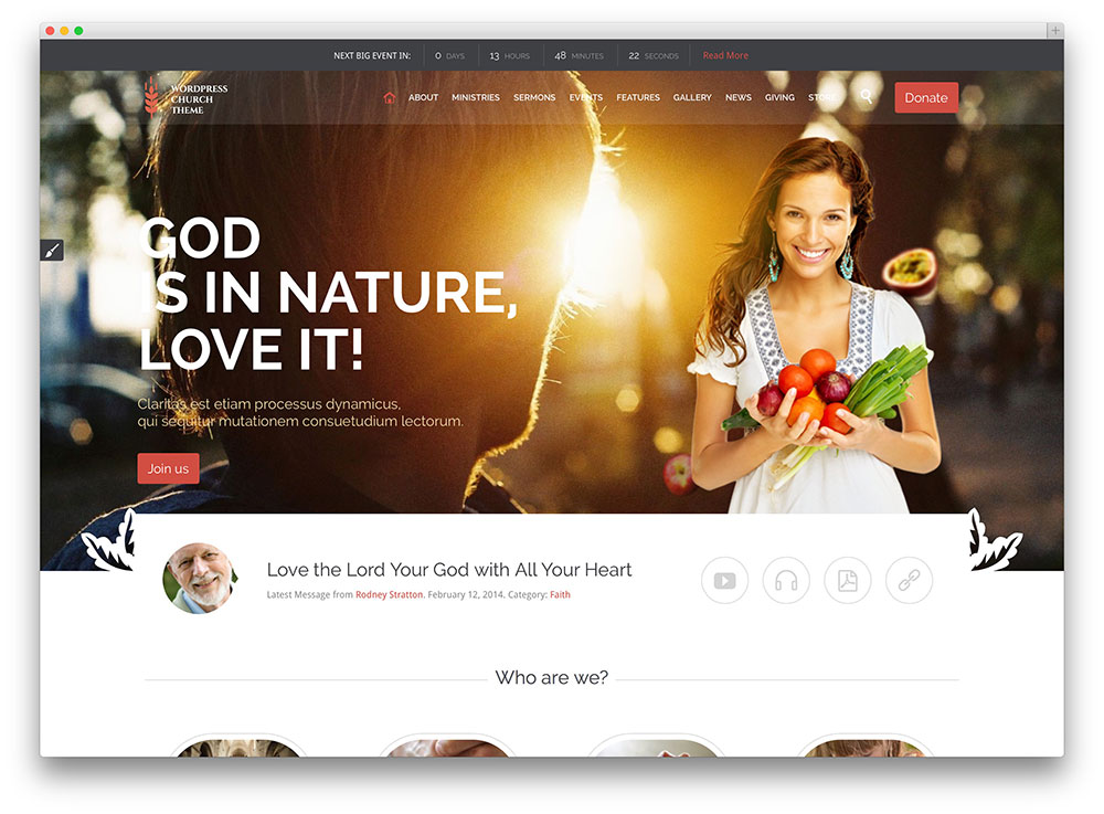 church and events theme with donations