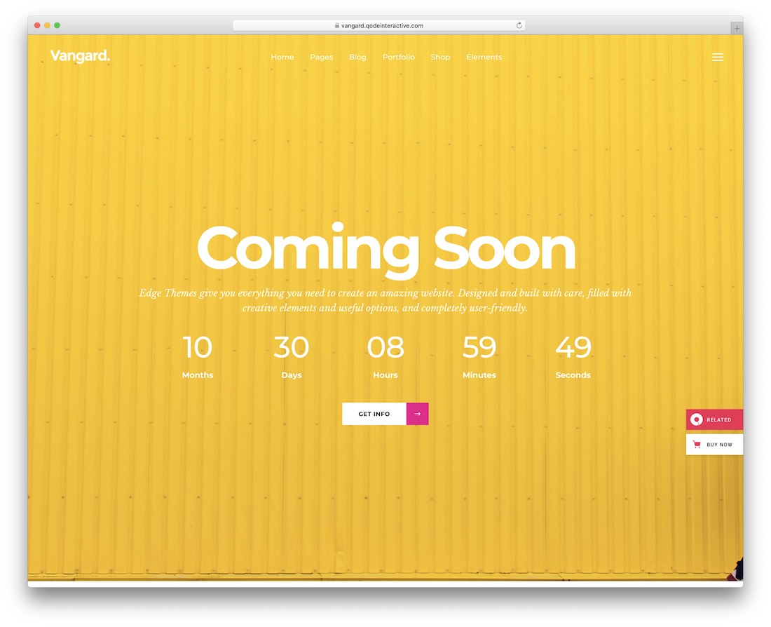 vangard coming soon wordpress theme